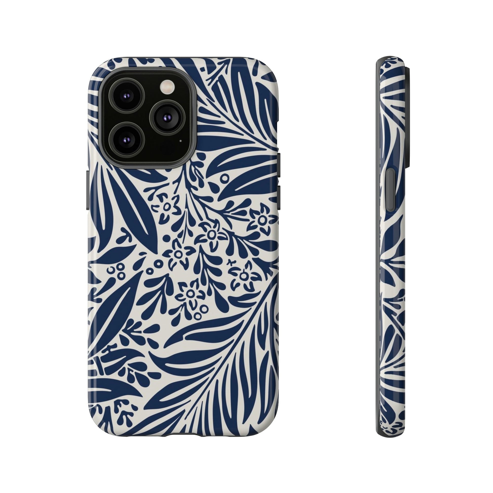 Phone Case-BLUE LEAVES | Tough-iPhone 14 Pro Max-Glossy-PhoneCaseBoss-Phone-Best-Phone-Cases