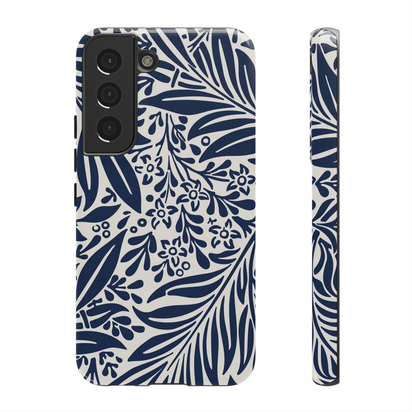 Phone Case-BLUE LEAVES | Tough-Samsung Galaxy S22-Glossy-PhoneCaseBoss-Phone-Best-Phone-Cases