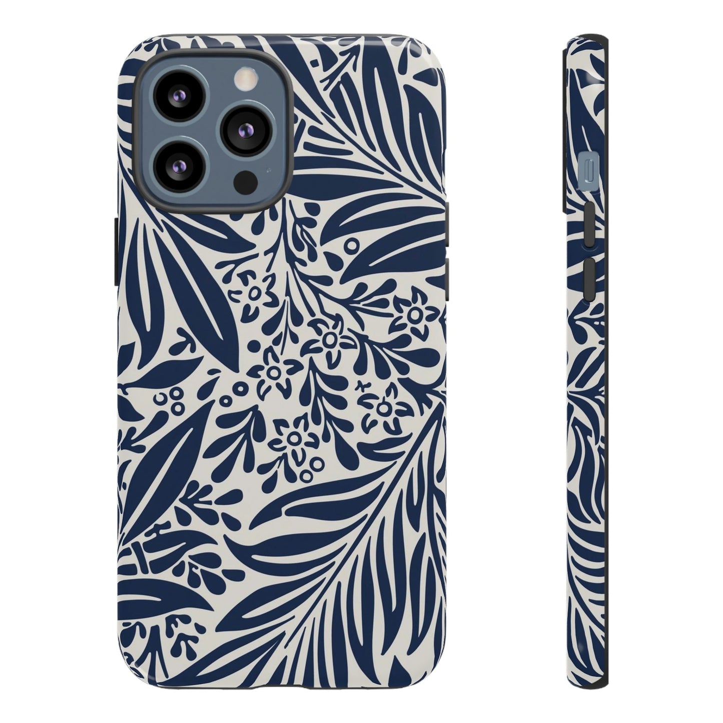 Phone Case-BLUE LEAVES | Tough-iPhone 13 Pro Max-Glossy-PhoneCaseBoss-Phone-Best-Phone-Cases