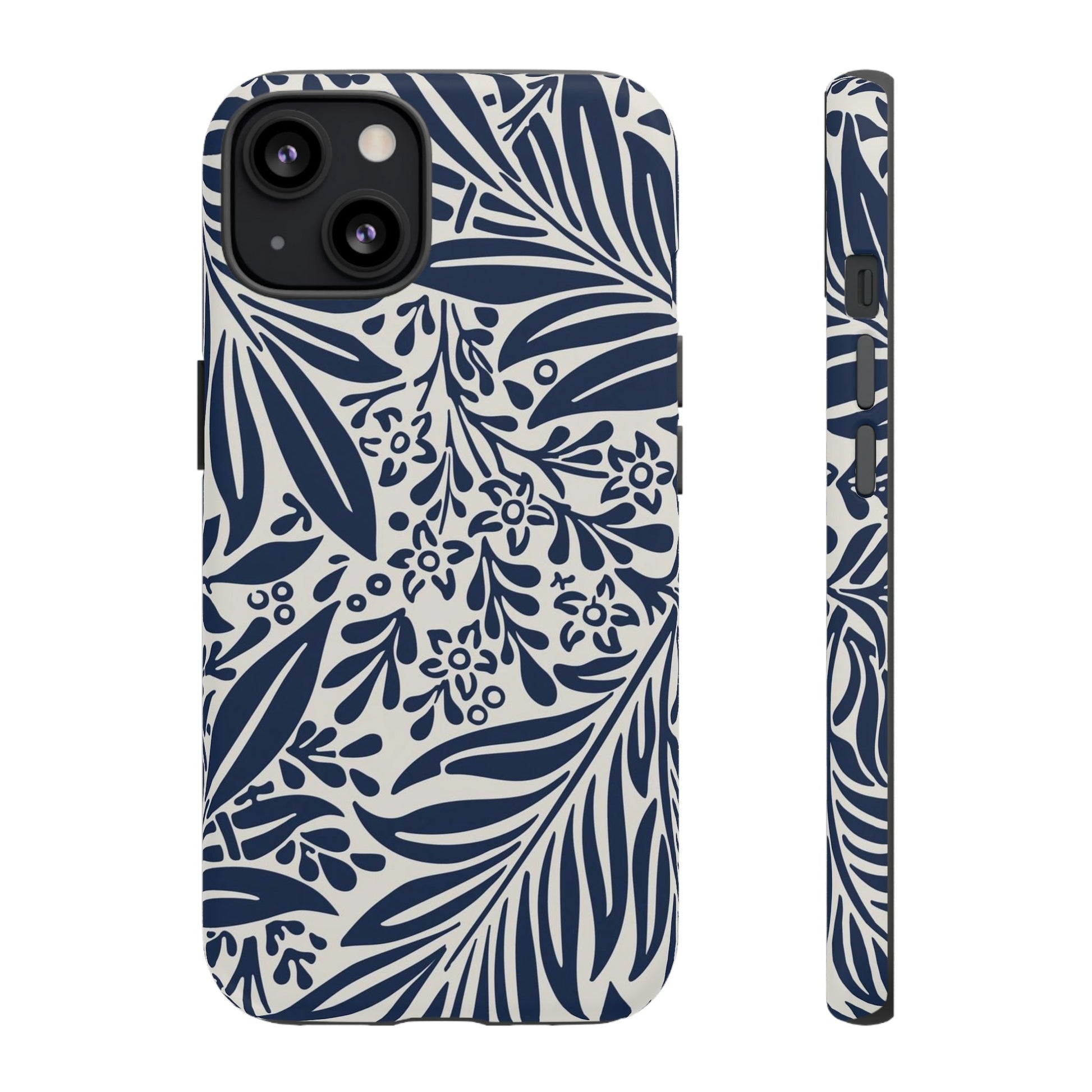 Phone Case-BLUE LEAVES | Tough-iPhone 13-Matte-PhoneCaseBoss-Phone-Best-Phone-Cases