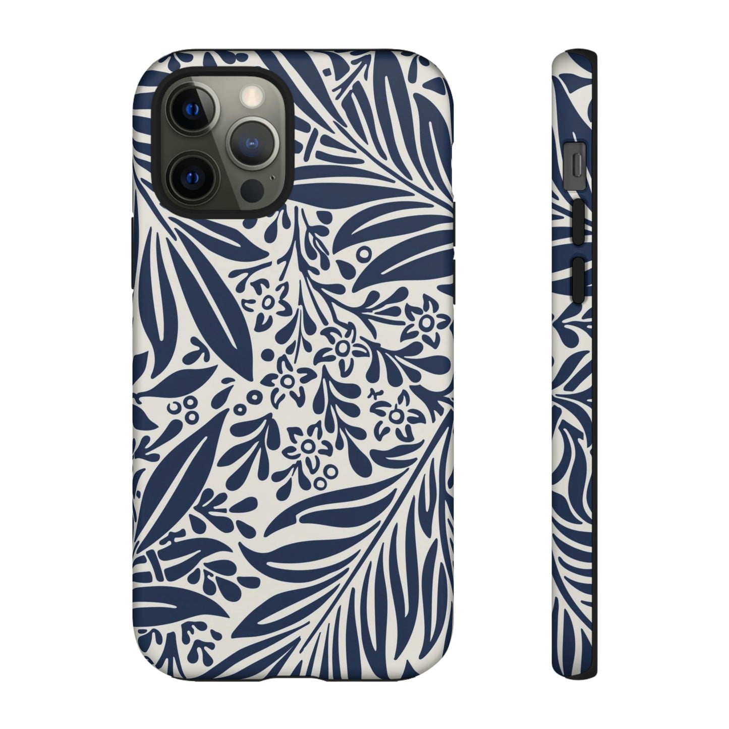 Phone Case-BLUE LEAVES | Tough-iPhone 12 Pro-Matte-PhoneCaseBoss-Phone-Best-Phone-Cases