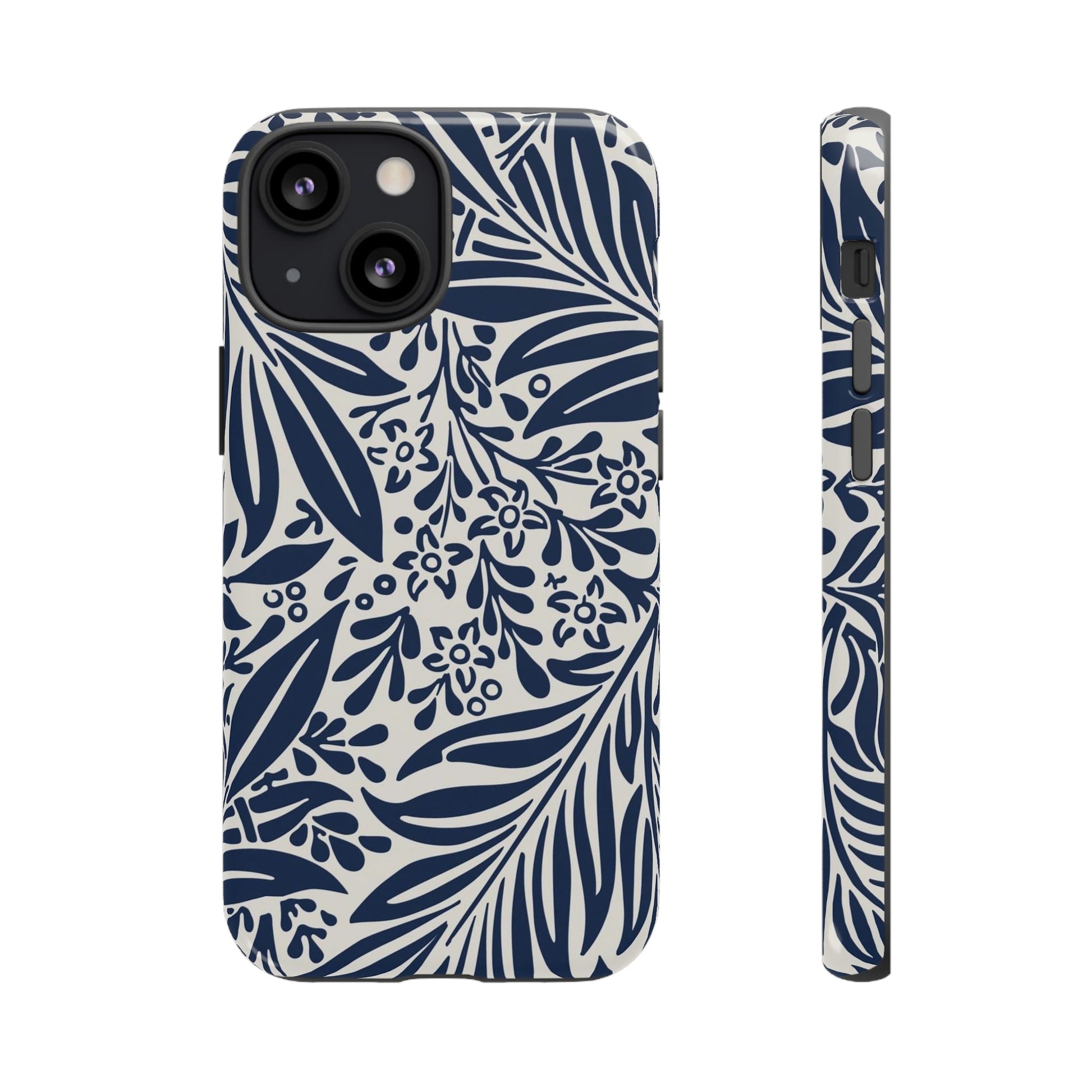 Phone Case-BLUE LEAVES | Tough-iPhone 13 Mini-Glossy-PhoneCaseBoss-Phone-Best-Phone-Cases