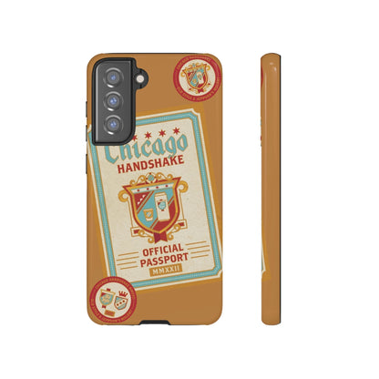 Phone Case-CHICAGO HANDSHAKE | Tough-Samsung Galaxy S21 FE-Glossy-PhoneCaseBoss-Phone-Best-Phone-Cases