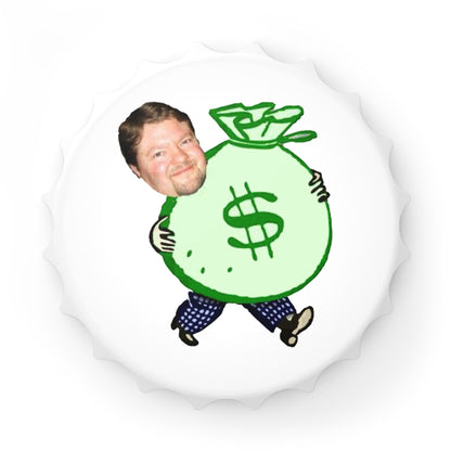 Cartoon Stu and The Bag of Money Bottle Opener-Accessories-Printify-One size-White-Home & Living, Kitchen Accessories, Magnets, Magnets & Stickers-PhoneCaseBoss.com