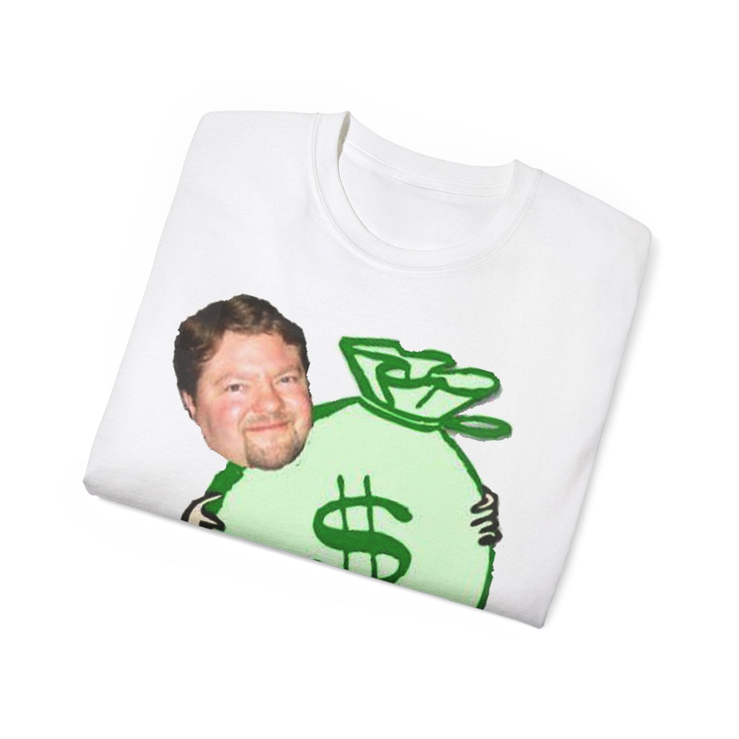 Cartoon Stu and The Bag of Money Unisex Ultra Cotton Tee-T-Shirt-Printify-Crew neck, DTG, Men's Clothing, Regular fit, T-shirts, Unisex, Women's Clothing-PhoneCaseBoss.com