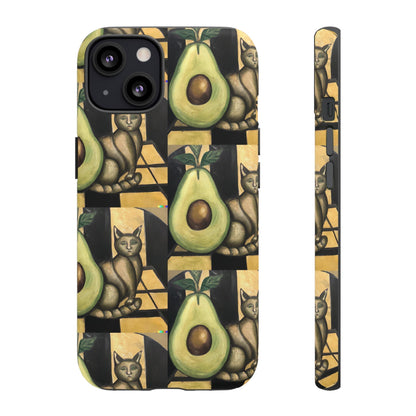 Phone Case-Cat Doesn't Notice Avocado | Tough-iPhone 13-Matte-PhoneCaseBoss-Phone-Best-Phone-Cases