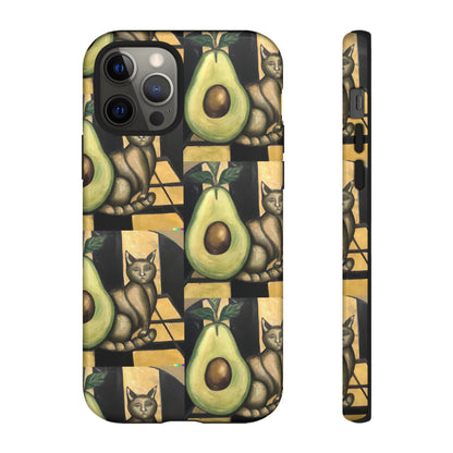 Phone Case-Cat Doesn't Notice Avocado | Tough-iPhone 12 Pro-Glossy-PhoneCaseBoss-Phone-Best-Phone-Cases