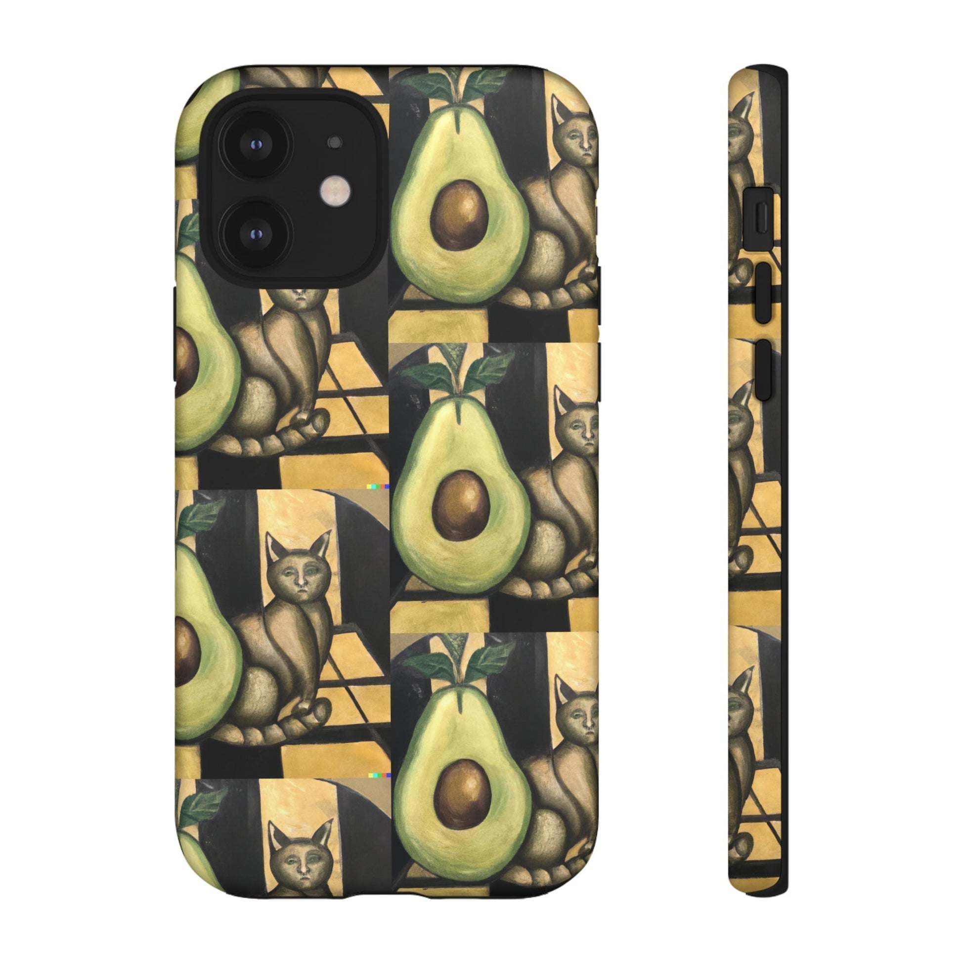 Phone Case-Cat Doesn't Notice Avocado | Tough-iPhone 12-Matte-PhoneCaseBoss-Phone-Best-Phone-Cases