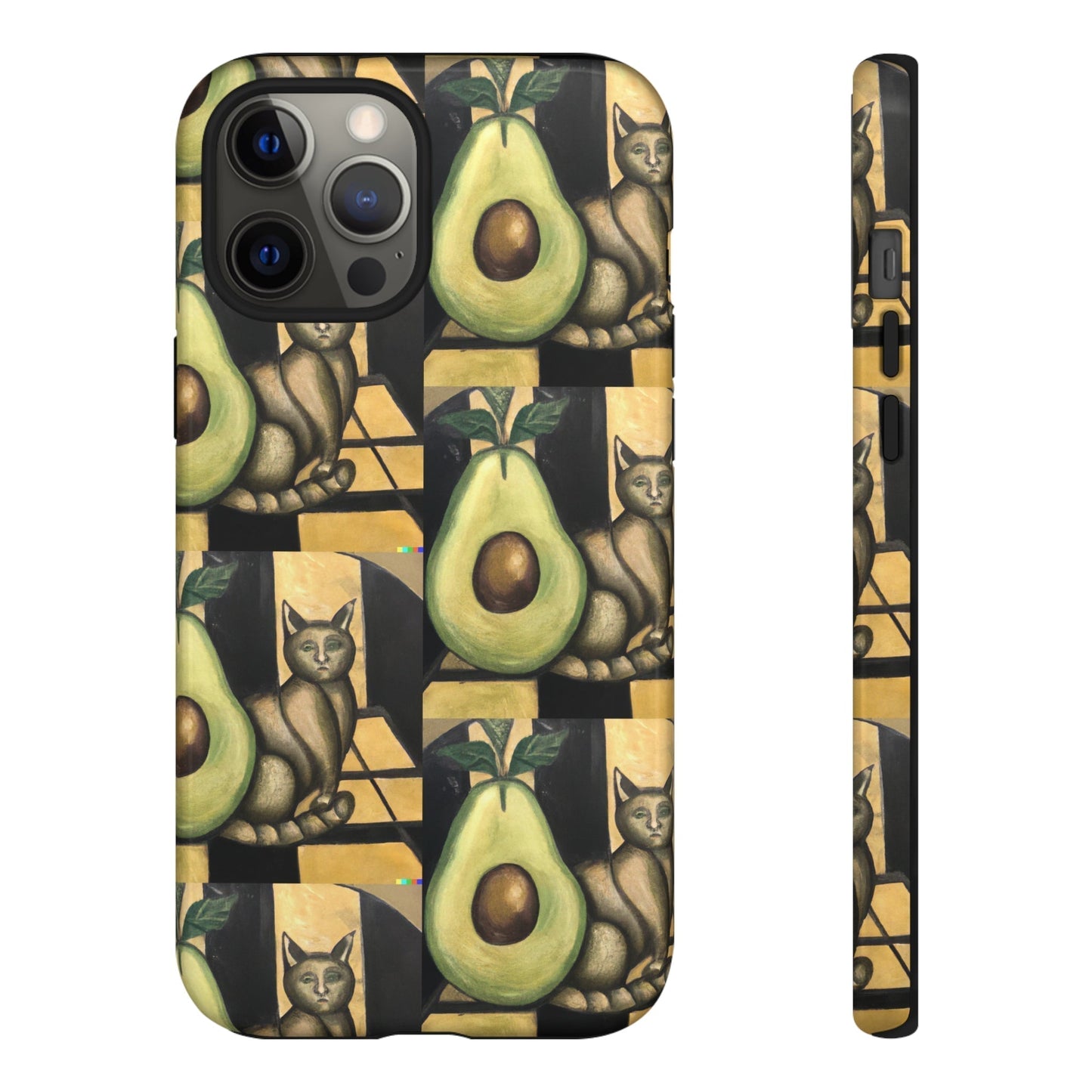 Phone Case-Cat Doesn't Notice Avocado | Tough-iPhone 12 Pro Max-Glossy-PhoneCaseBoss-Phone-Best-Phone-Cases