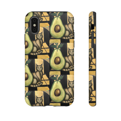 Phone Case-Cat Doesn't Notice Avocado | Tough-iPhone XS-Glossy-PhoneCaseBoss-Phone-Best-Phone-Cases