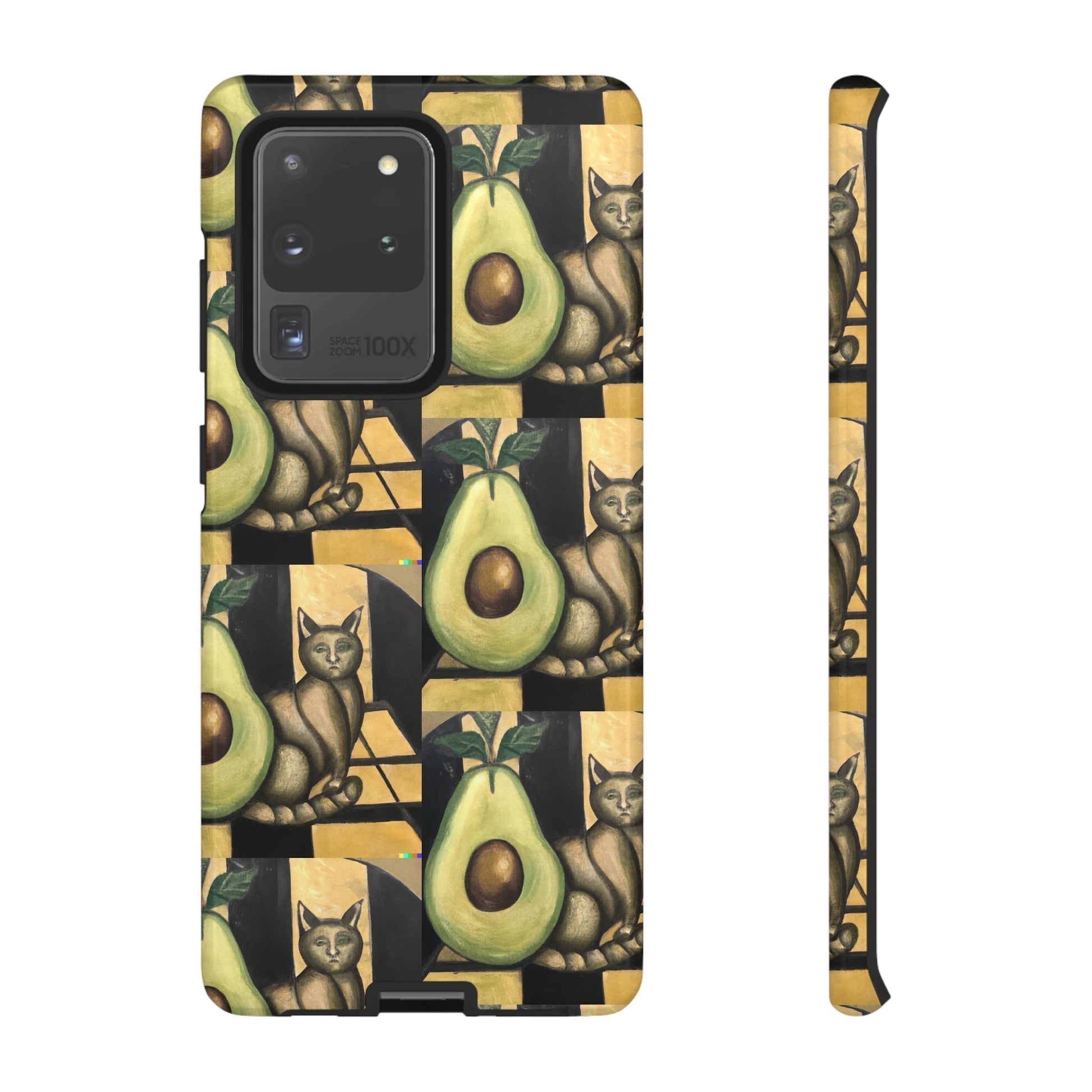 Phone Case-Cat Doesn't Notice Avocado | Tough-Samsung Galaxy S20 Ultra-Glossy-PhoneCaseBoss-Phone-Best-Phone-Cases