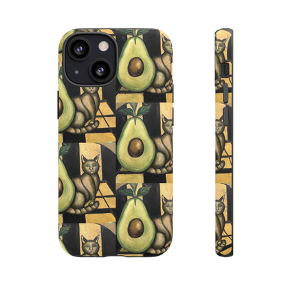 Phone Case-Cat Doesn't Notice Avocado | Tough-iPhone 13 Mini-Matte-PhoneCaseBoss-Phone-Best-Phone-Cases