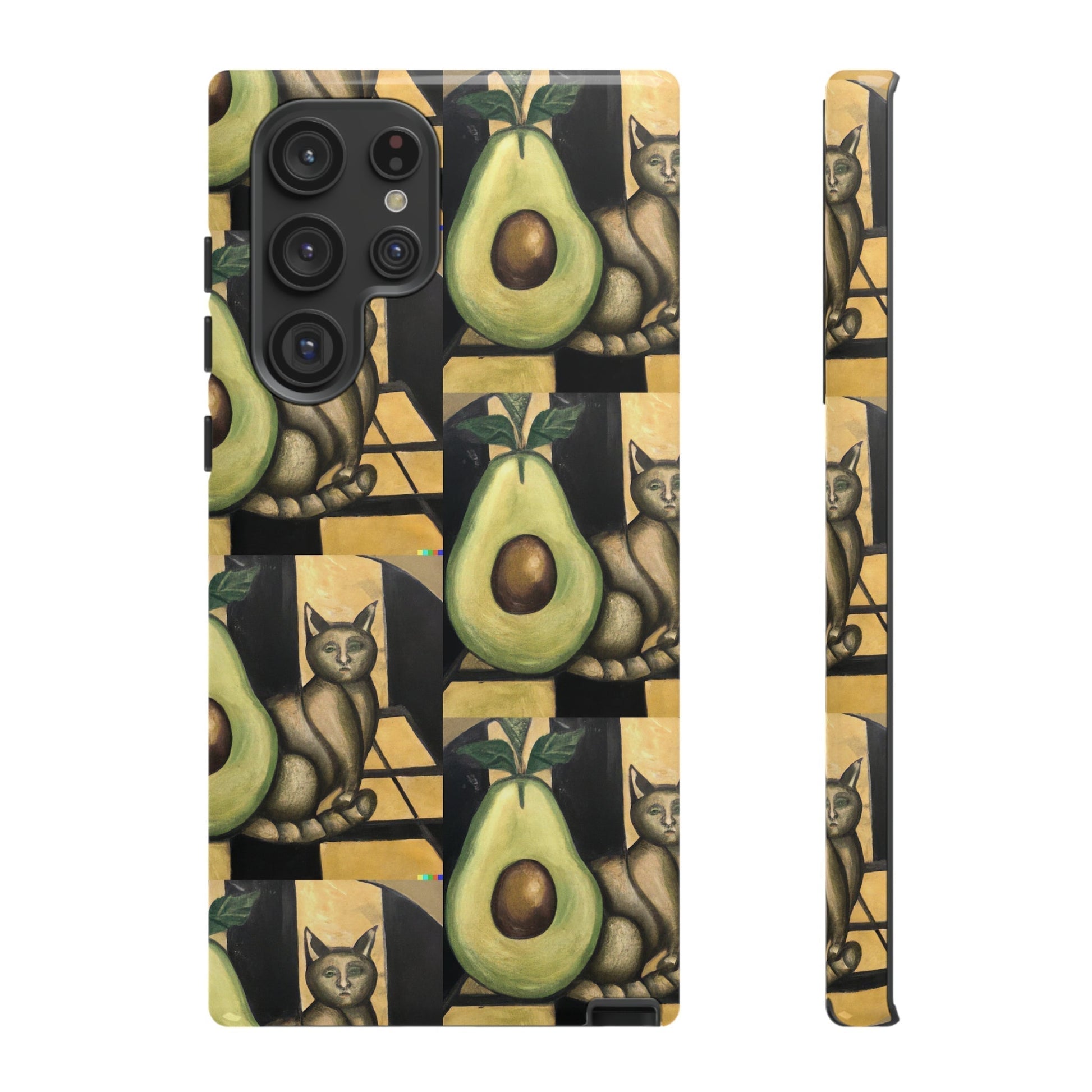 Phone Case-Cat Doesn't Notice Avocado | Tough-Samsung Galaxy S22 Ultra-Glossy-PhoneCaseBoss-Phone-Best-Phone-Cases