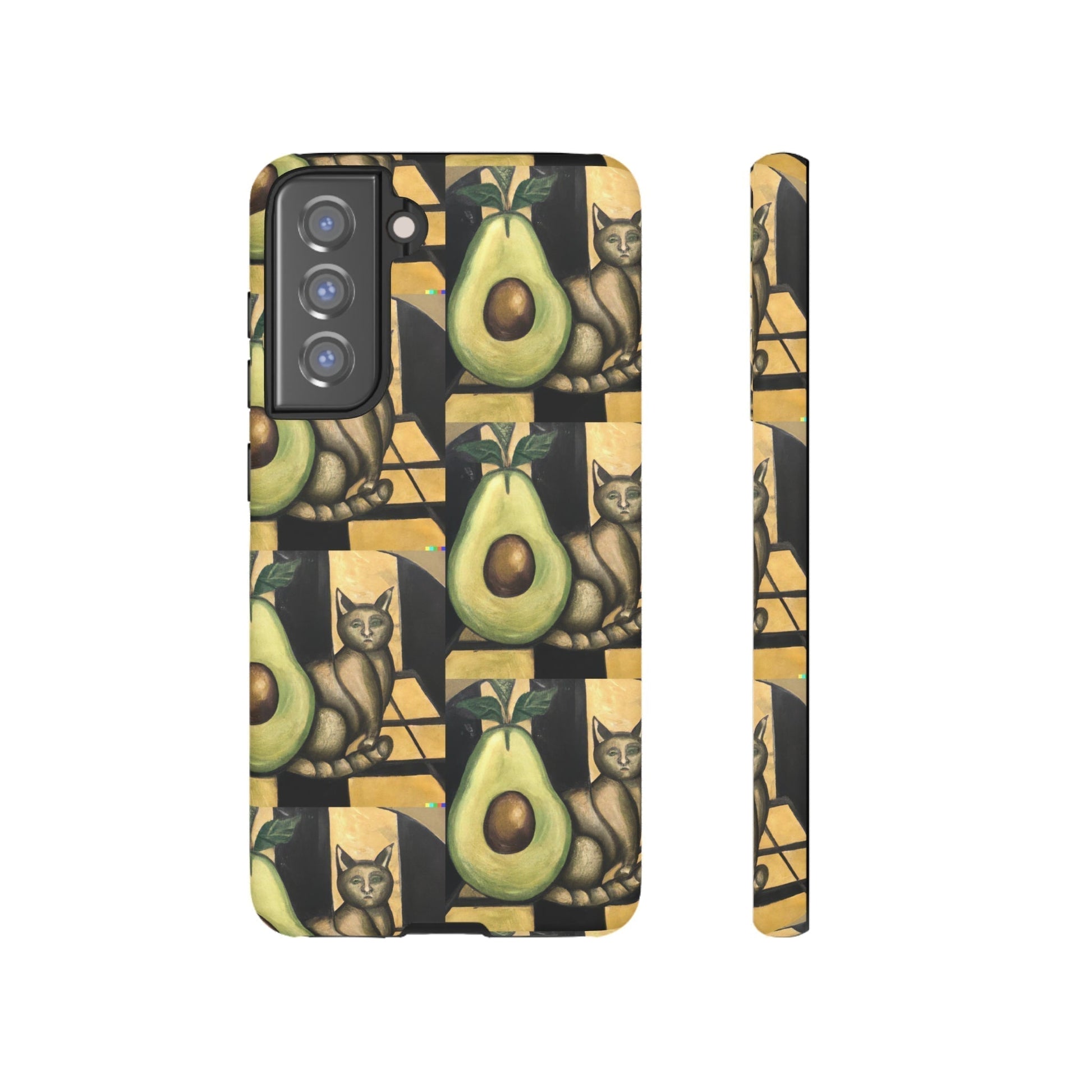 Phone Case-Cat Doesn't Notice Avocado | Tough-Samsung Galaxy S21 FE-Matte-PhoneCaseBoss-Phone-Best-Phone-Cases