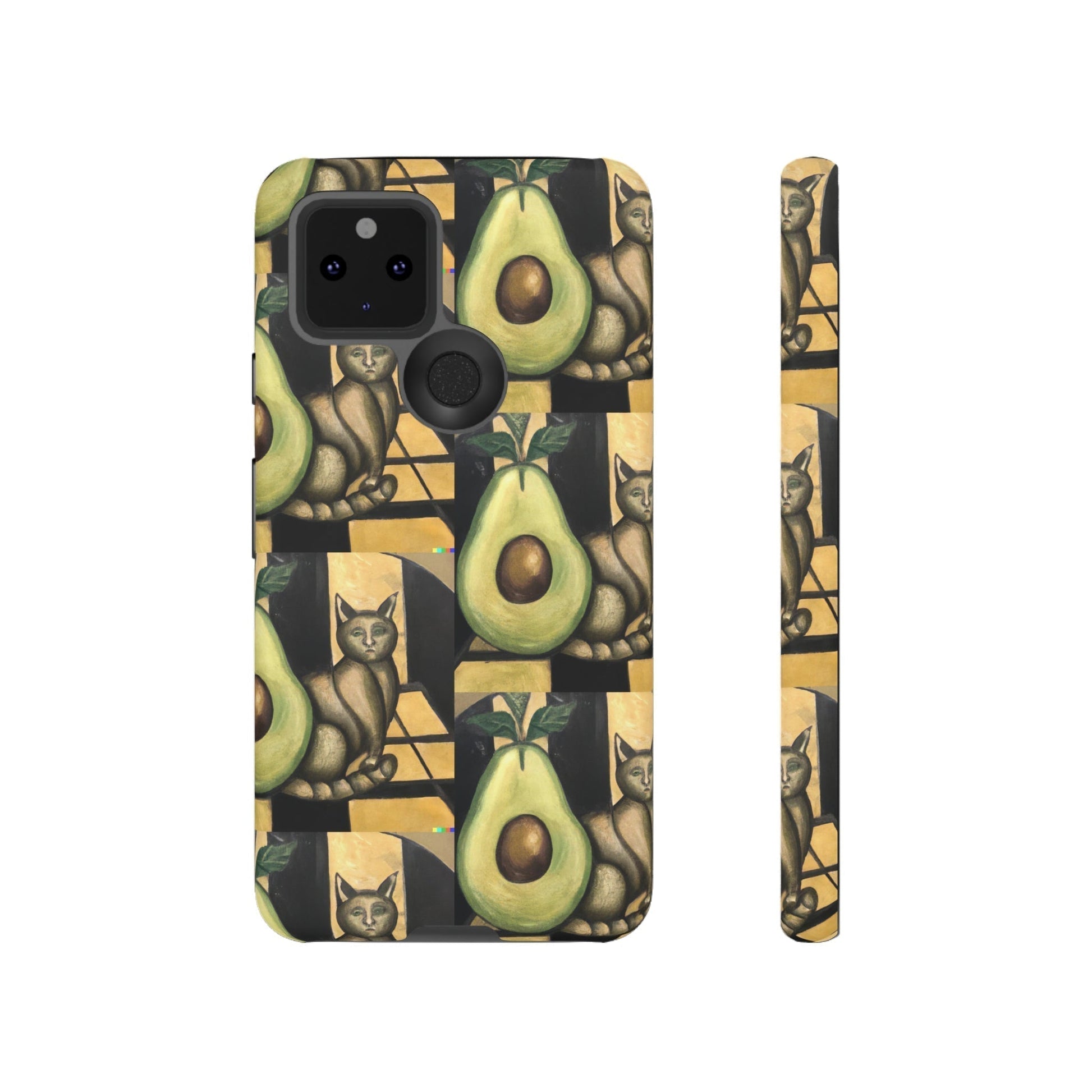 Phone Case-Cat Doesn't Notice Avocado | Tough-Google Pixel 5 5G-Matte-PhoneCaseBoss-Phone-Best-Phone-Cases