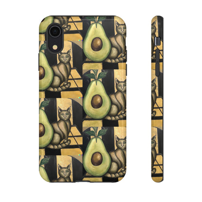 Phone Case-Cat Doesn't Notice Avocado | Tough-iPhone XR-Glossy-PhoneCaseBoss-Phone-Best-Phone-Cases