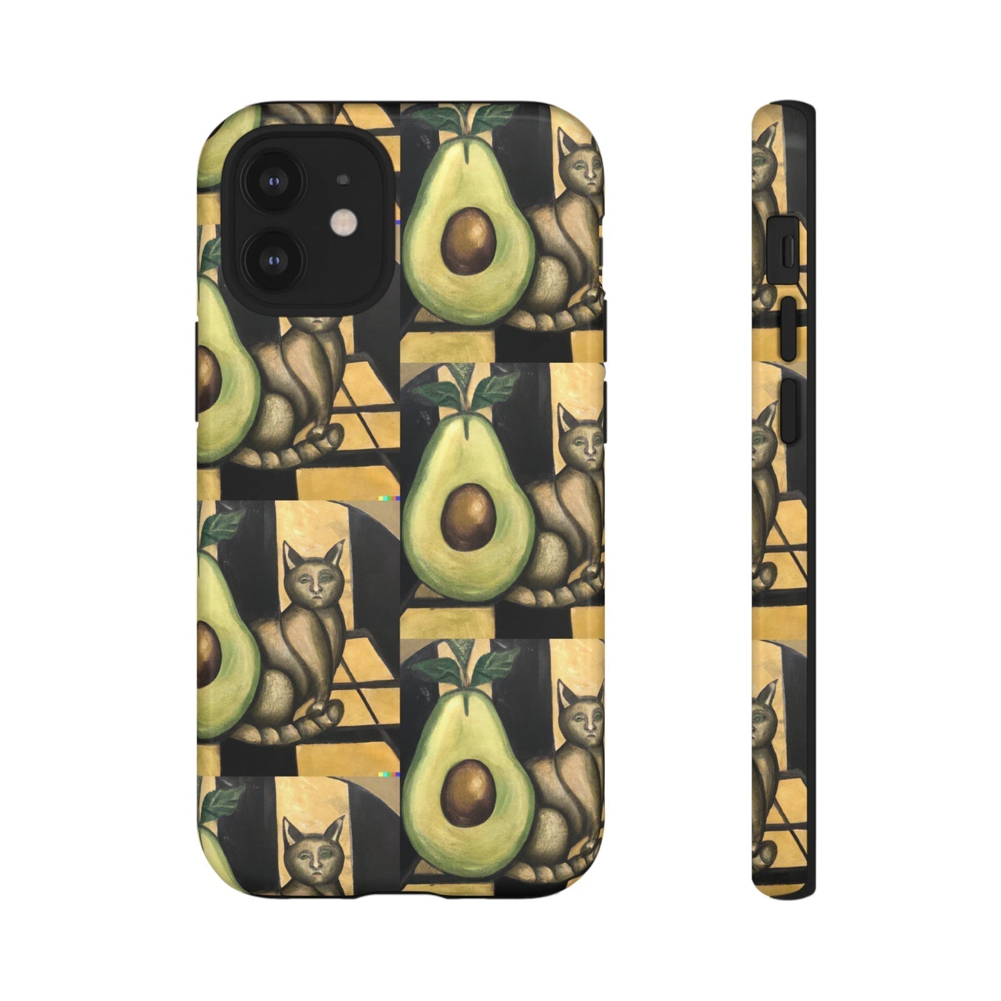 Phone Case-Cat Doesn't Notice Avocado | Tough-iPhone 12 Mini-Glossy-PhoneCaseBoss-Phone-Best-Phone-Cases