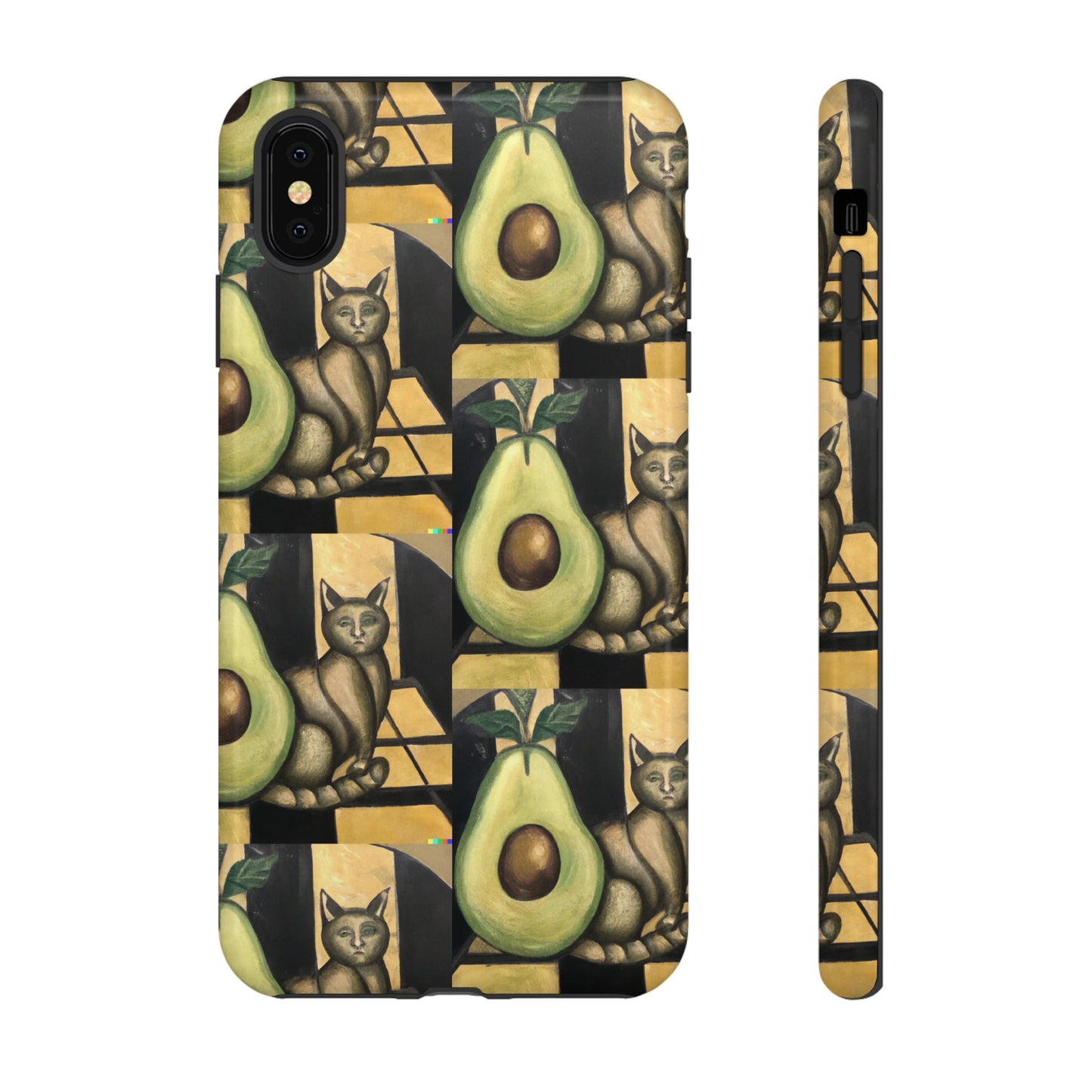 Phone Case-Cat Doesn't Notice Avocado | Tough-iPhone XS MAX-Glossy-PhoneCaseBoss-Phone-Best-Phone-Cases