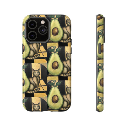 Phone Case-Cat Doesn't Notice Avocado | Tough-iPhone 14 Pro Max-Glossy-PhoneCaseBoss-Phone-Best-Phone-Cases