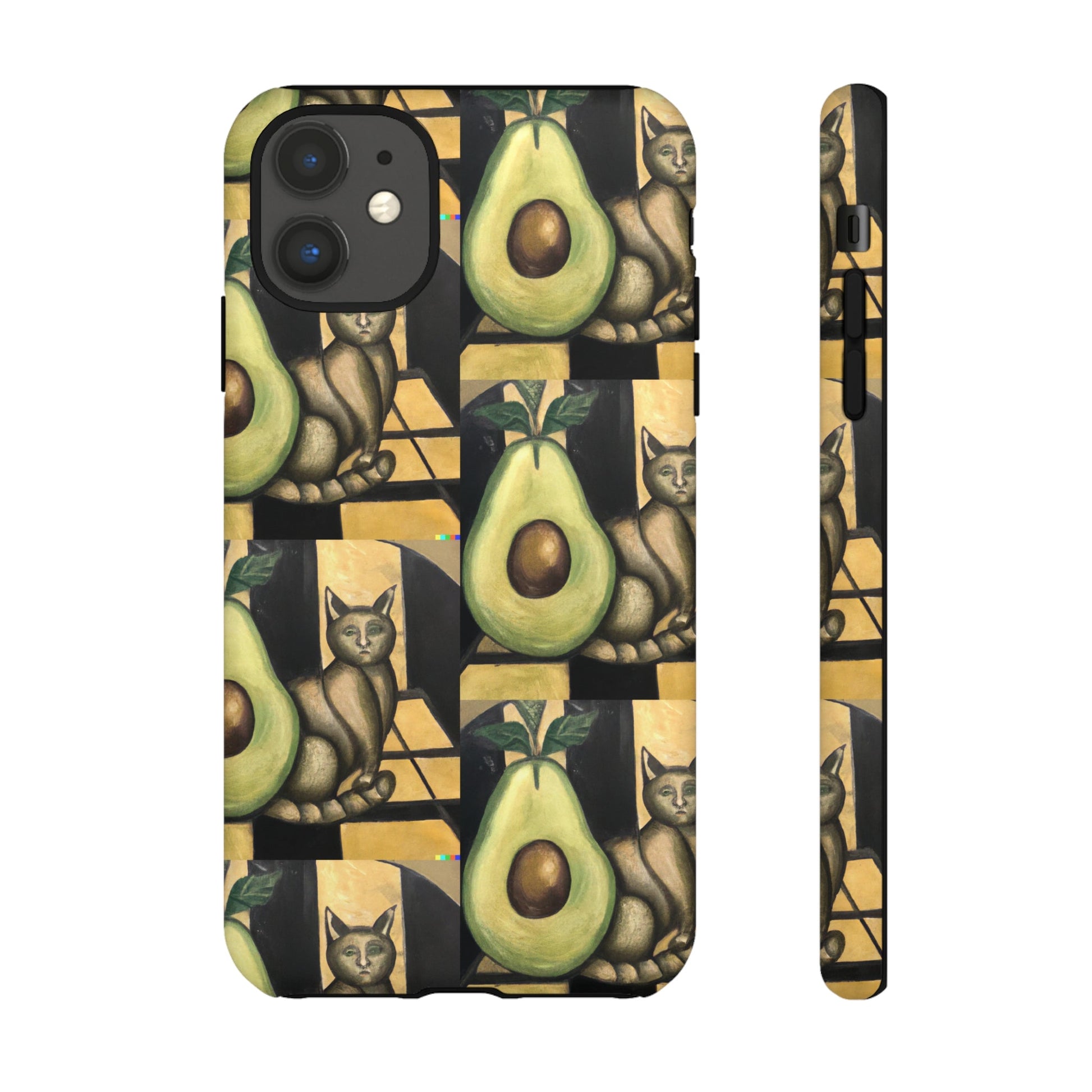 Phone Case-Cat Doesn't Notice Avocado | Tough-iPhone 11-Matte-PhoneCaseBoss-Phone-Best-Phone-Cases