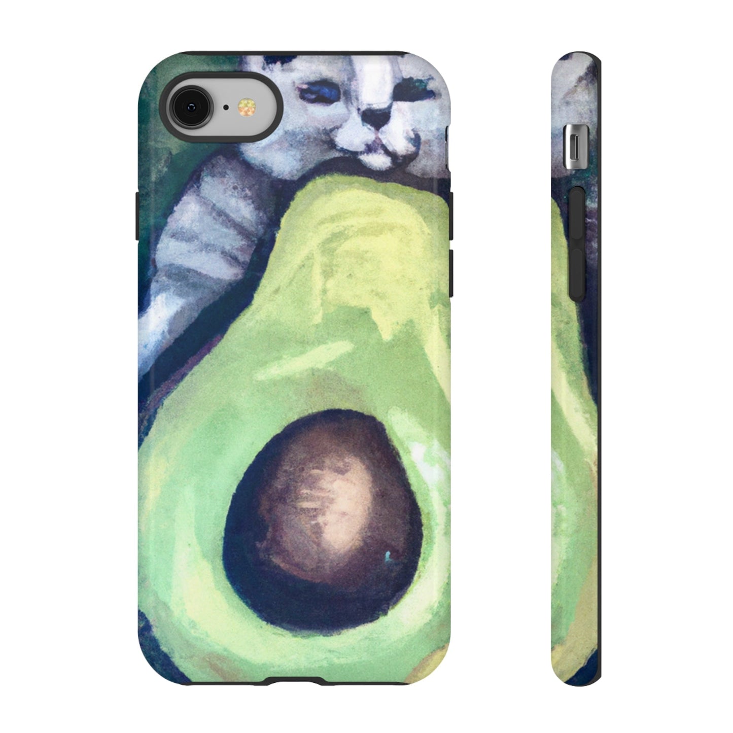 Phone Case-Cat Hugs Avocado | Tough-iPhone 8-Glossy-PhoneCaseBoss-Phone-Best-Phone-Cases