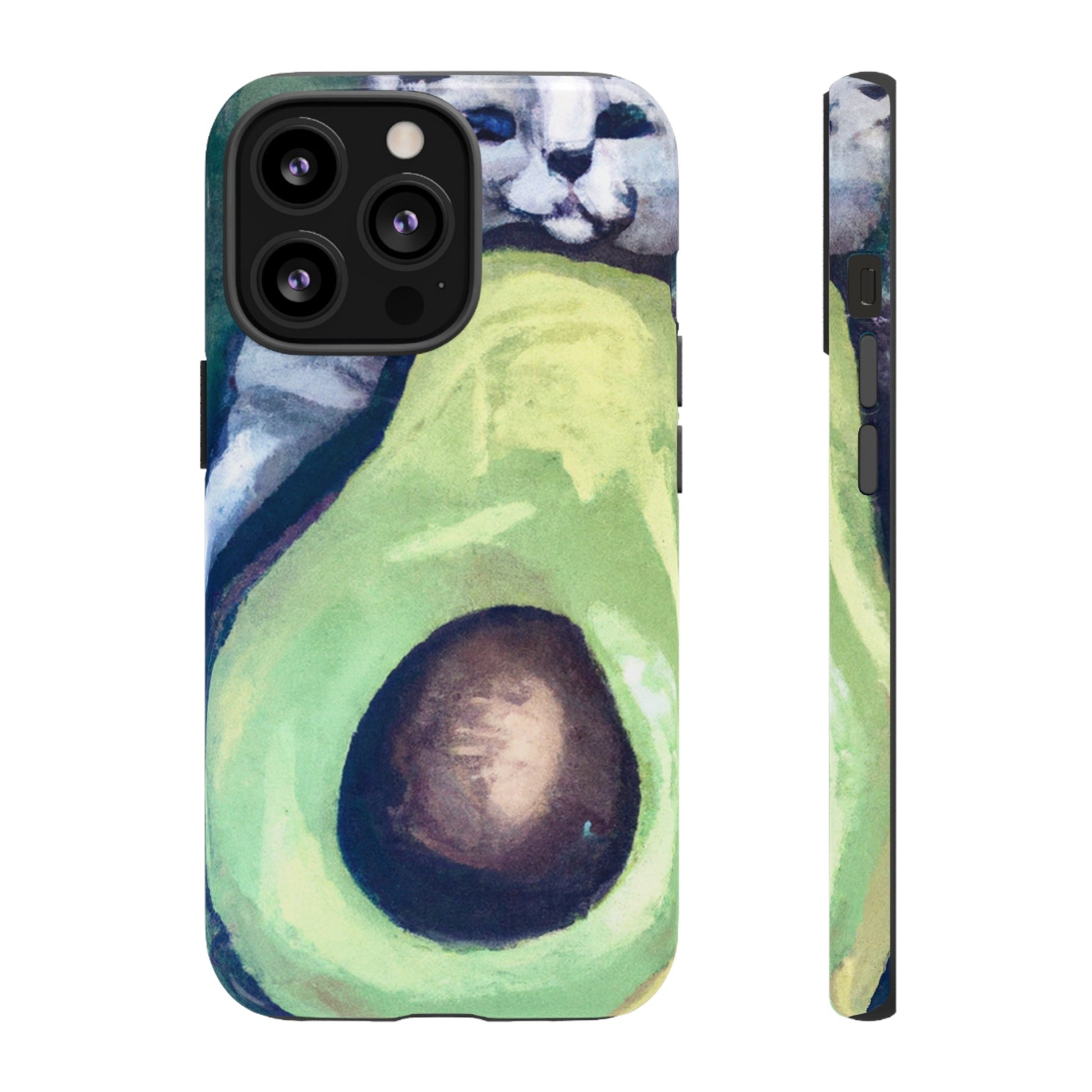 Phone Case-Cat Hugs Avocado | Tough-iPhone 13 Pro-Glossy-PhoneCaseBoss-Phone-Best-Phone-Cases