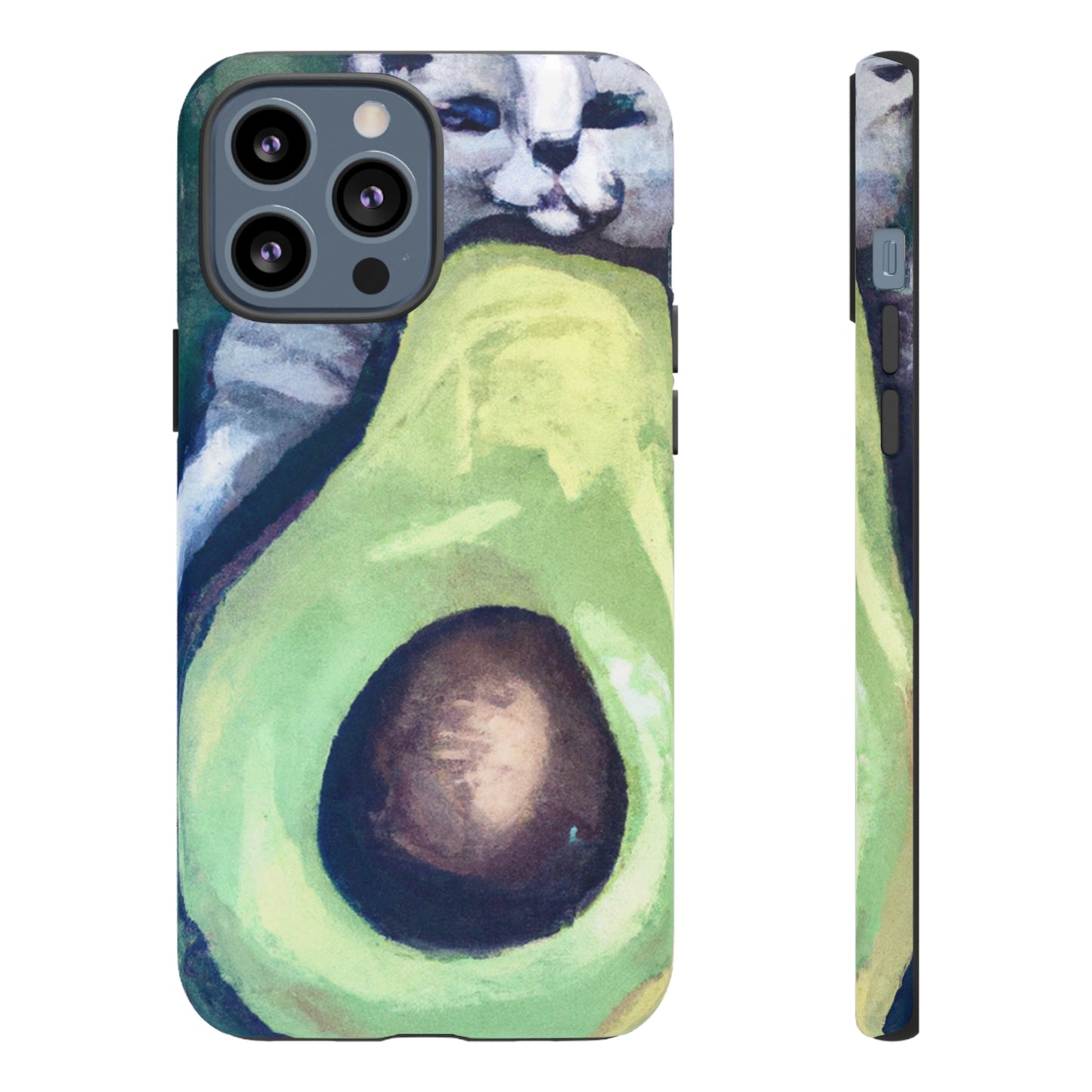 Phone Case-Cat Hugs Avocado | Tough-iPhone 13 Pro Max-Matte-PhoneCaseBoss-Phone-Best-Phone-Cases