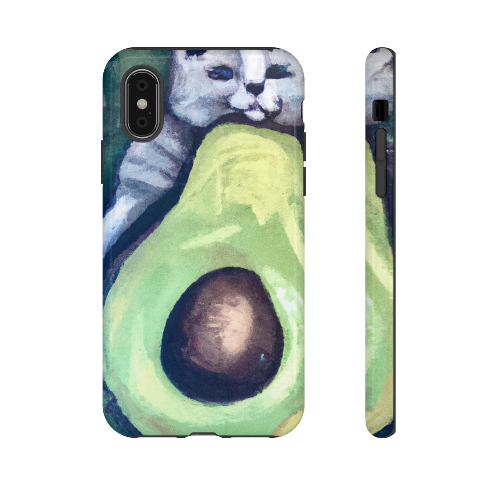 Phone Case-Cat Hugs Avocado | Tough-iPhone X-Glossy-PhoneCaseBoss-Phone-Best-Phone-Cases