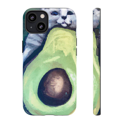 Phone Case-Cat Hugs Avocado | Tough-iPhone 13-Glossy-PhoneCaseBoss-Phone-Best-Phone-Cases