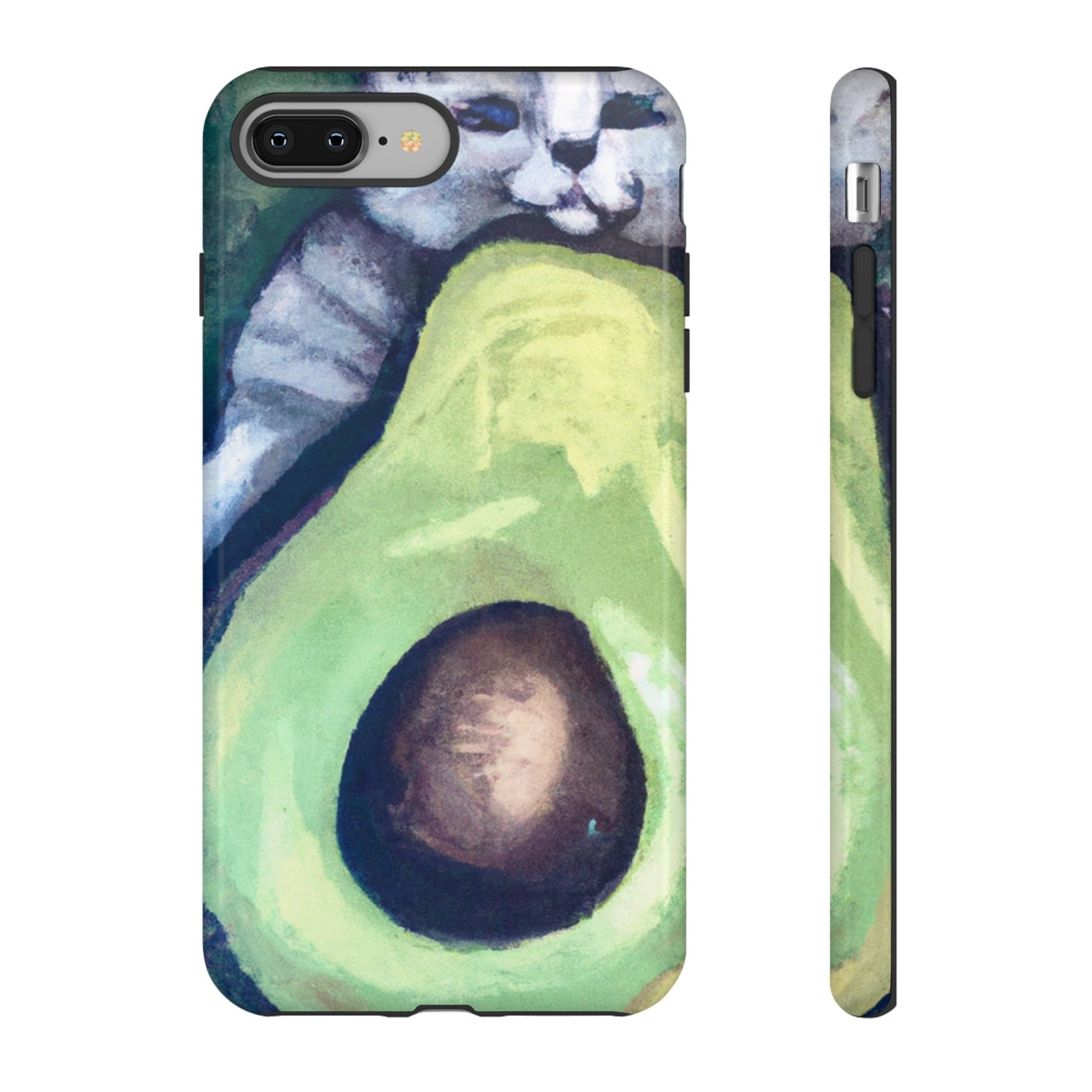 Phone Case-Cat Hugs Avocado | Tough-iPhone 8 Plus-Glossy-PhoneCaseBoss-Phone-Best-Phone-Cases