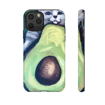 Phone Case-Cat Hugs Avocado | Tough-iPhone 11 Pro-Glossy-PhoneCaseBoss-Phone-Best-Phone-Cases