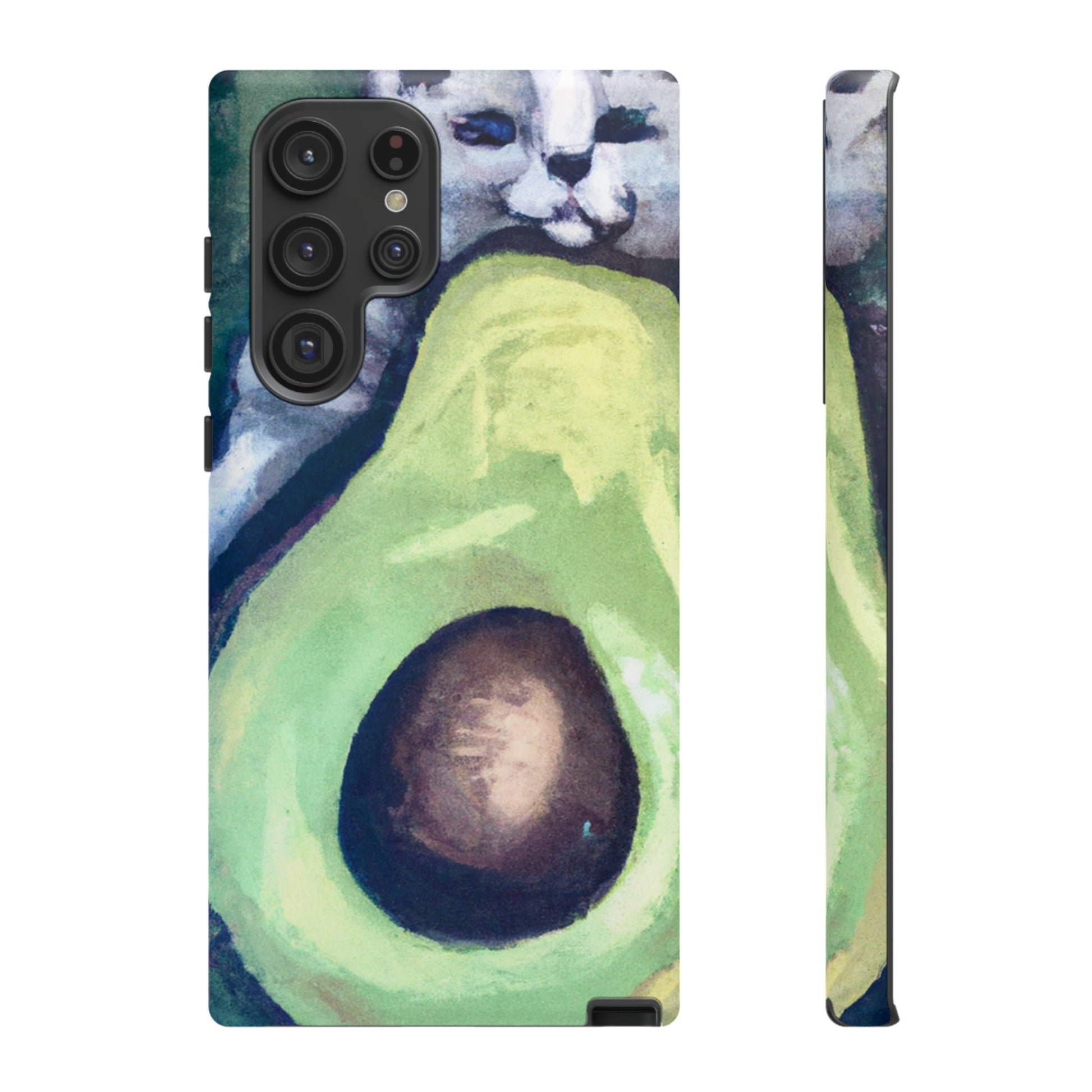 Phone Case-Cat Hugs Avocado | Tough-Samsung Galaxy S22 Ultra-Matte-PhoneCaseBoss-Phone-Best-Phone-Cases