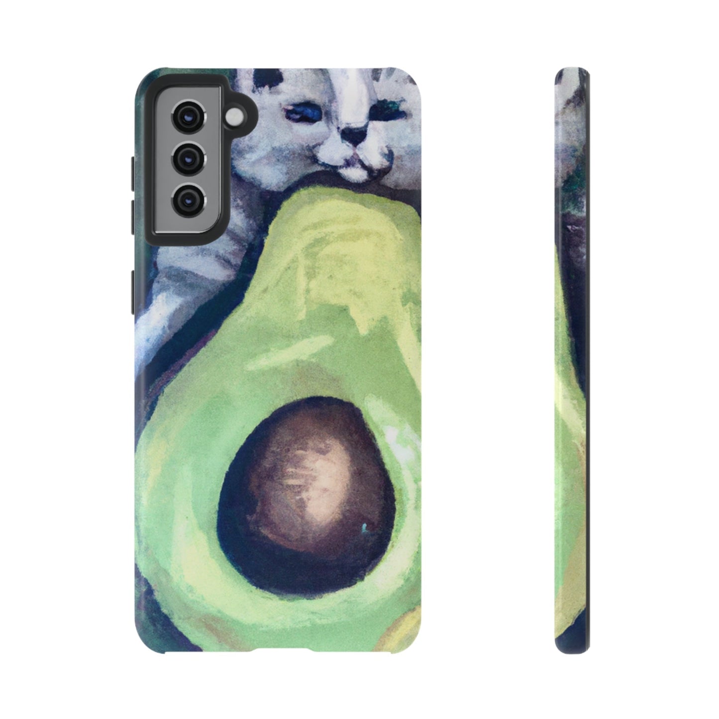 Phone Case-Cat Hugs Avocado | Tough-Samsung Galaxy S21 Plus-Glossy-PhoneCaseBoss-Phone-Best-Phone-Cases