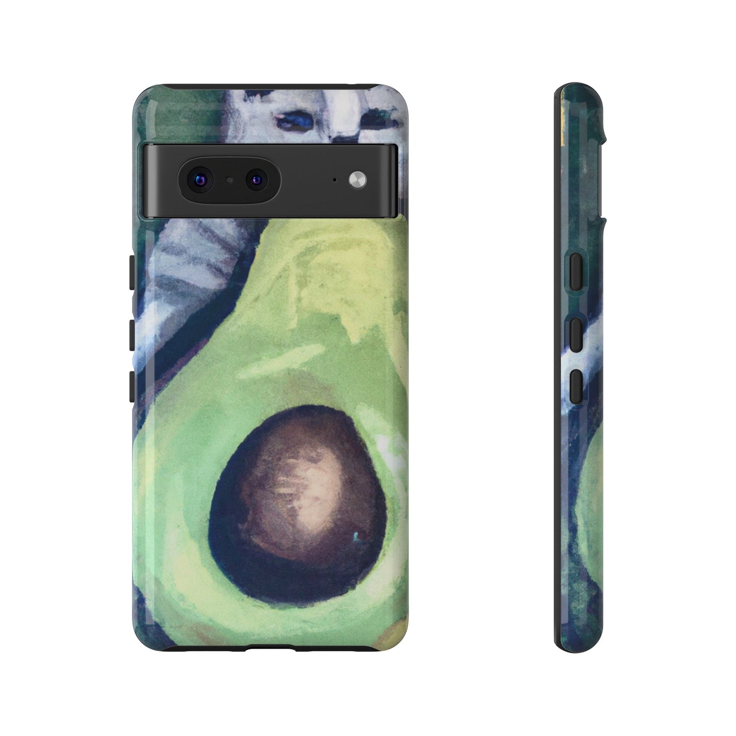 Phone Case-Cat Hugs Avocado | Tough-Google Pixel 7-Glossy-PhoneCaseBoss-Phone-Best-Phone-Cases