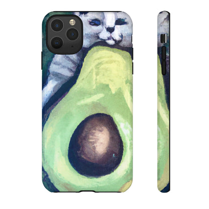 Phone Case-Cat Hugs Avocado | Tough-iPhone 11 Pro Max-Glossy-PhoneCaseBoss-Phone-Best-Phone-Cases