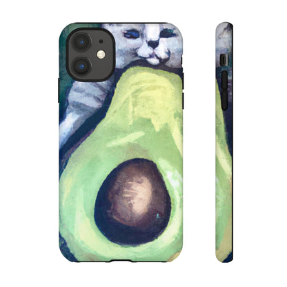 Phone Case-Cat Hugs Avocado | Tough-iPhone 11-Matte-PhoneCaseBoss-Phone-Best-Phone-Cases