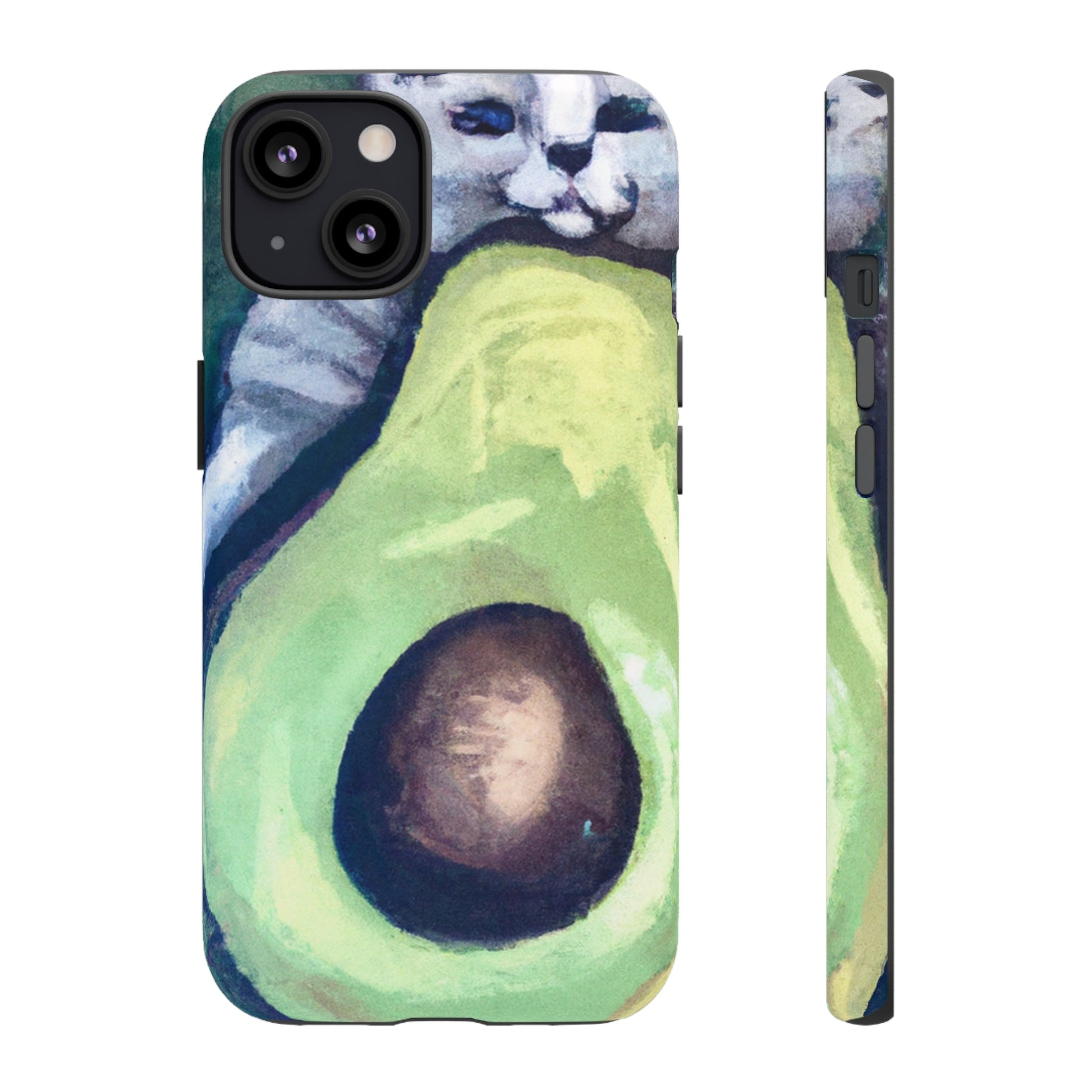 Phone Case-Cat Hugs Avocado | Tough-iPhone 13-Matte-PhoneCaseBoss-Phone-Best-Phone-Cases