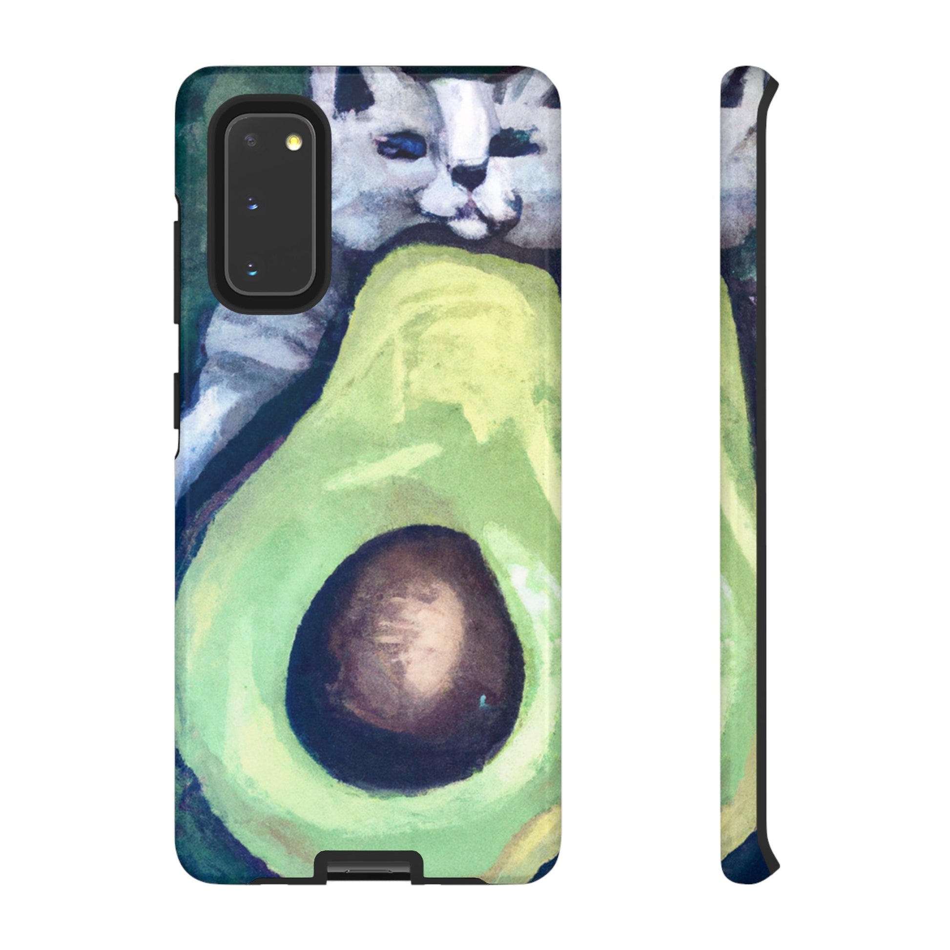 Phone Case-Cat Hugs Avocado | Tough-Samsung Galaxy S20-Glossy-PhoneCaseBoss-Phone-Best-Phone-Cases