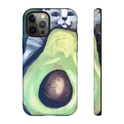 Phone Case-Cat Hugs Avocado | Tough-iPhone 12 Pro-Glossy-PhoneCaseBoss-Phone-Best-Phone-Cases