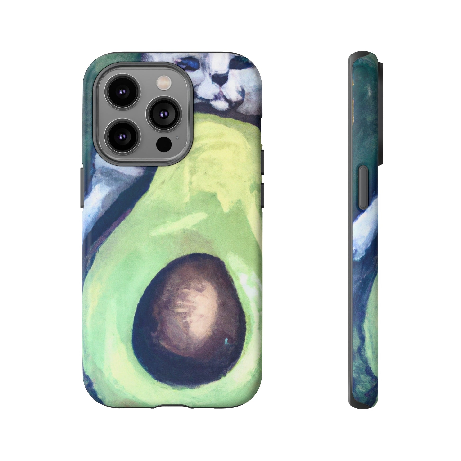 Phone Case-Cat Hugs Avocado | Tough-iPhone 14 Pro-Matte-PhoneCaseBoss-Phone-Best-Phone-Cases