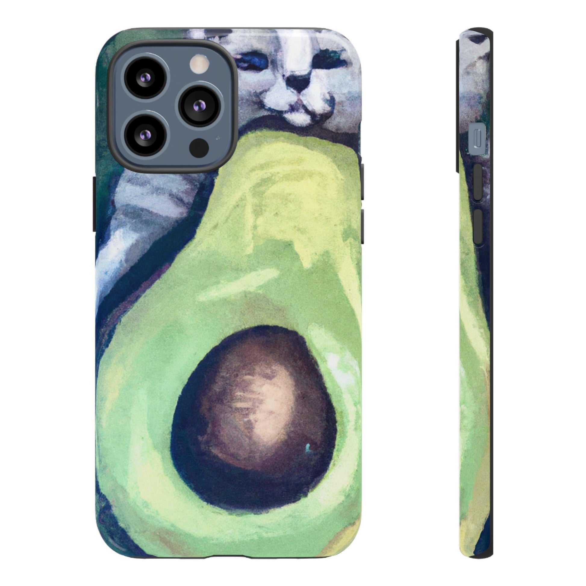 Phone Case-Cat Hugs Avocado | Tough-iPhone 13 Pro Max-Glossy-PhoneCaseBoss-Phone-Best-Phone-Cases