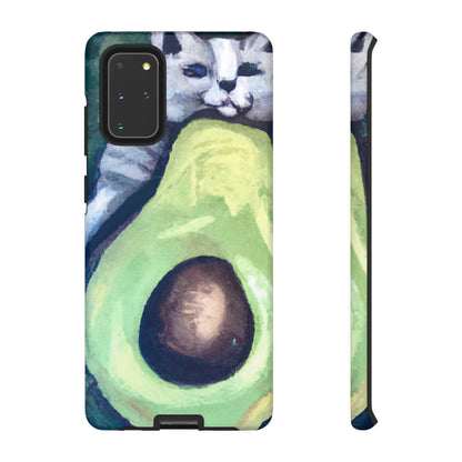 Phone Case-Cat Hugs Avocado | Tough-Samsung Galaxy S20+-Matte-PhoneCaseBoss-Phone-Best-Phone-Cases