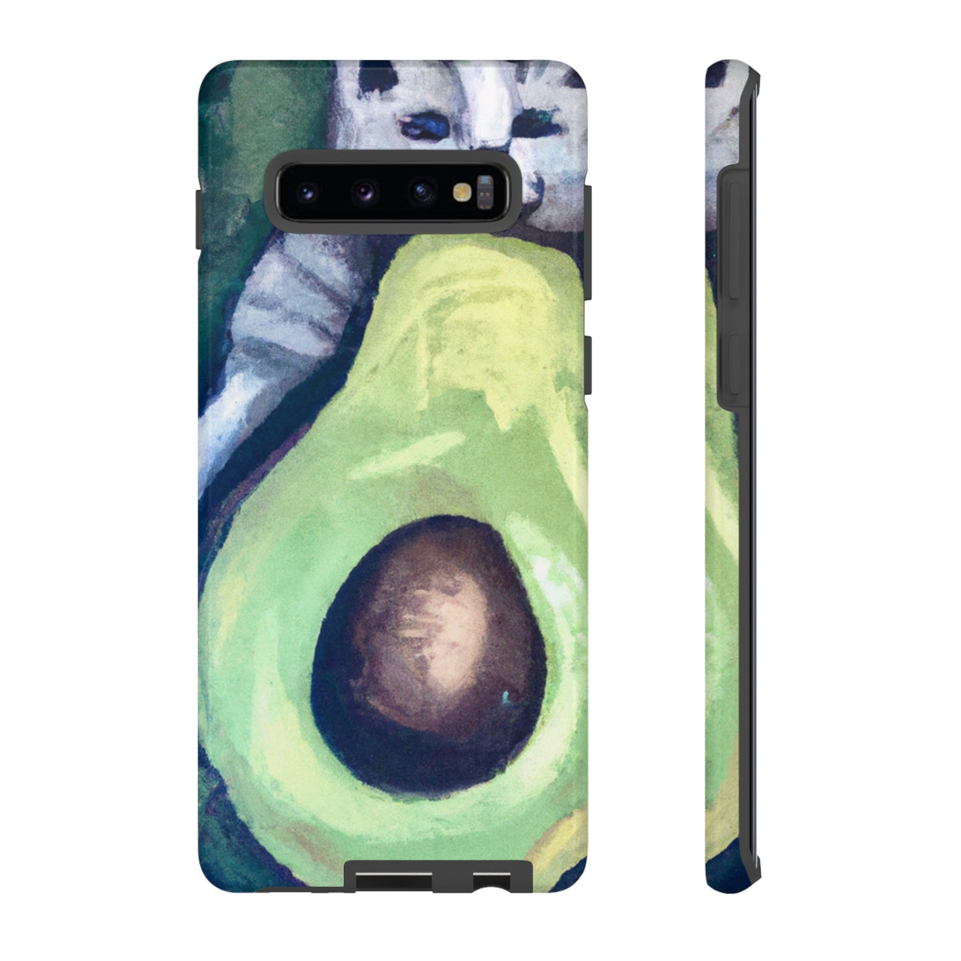 Phone Case-Cat Hugs Avocado | Tough-Samsung Galaxy S10 Plus-Glossy-PhoneCaseBoss-Phone-Best-Phone-Cases