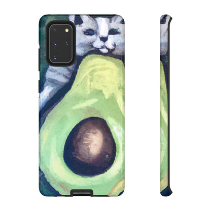 Phone Case-Cat Hugs Avocado | Tough-Samsung Galaxy S20+-Glossy-PhoneCaseBoss-Phone-Best-Phone-Cases