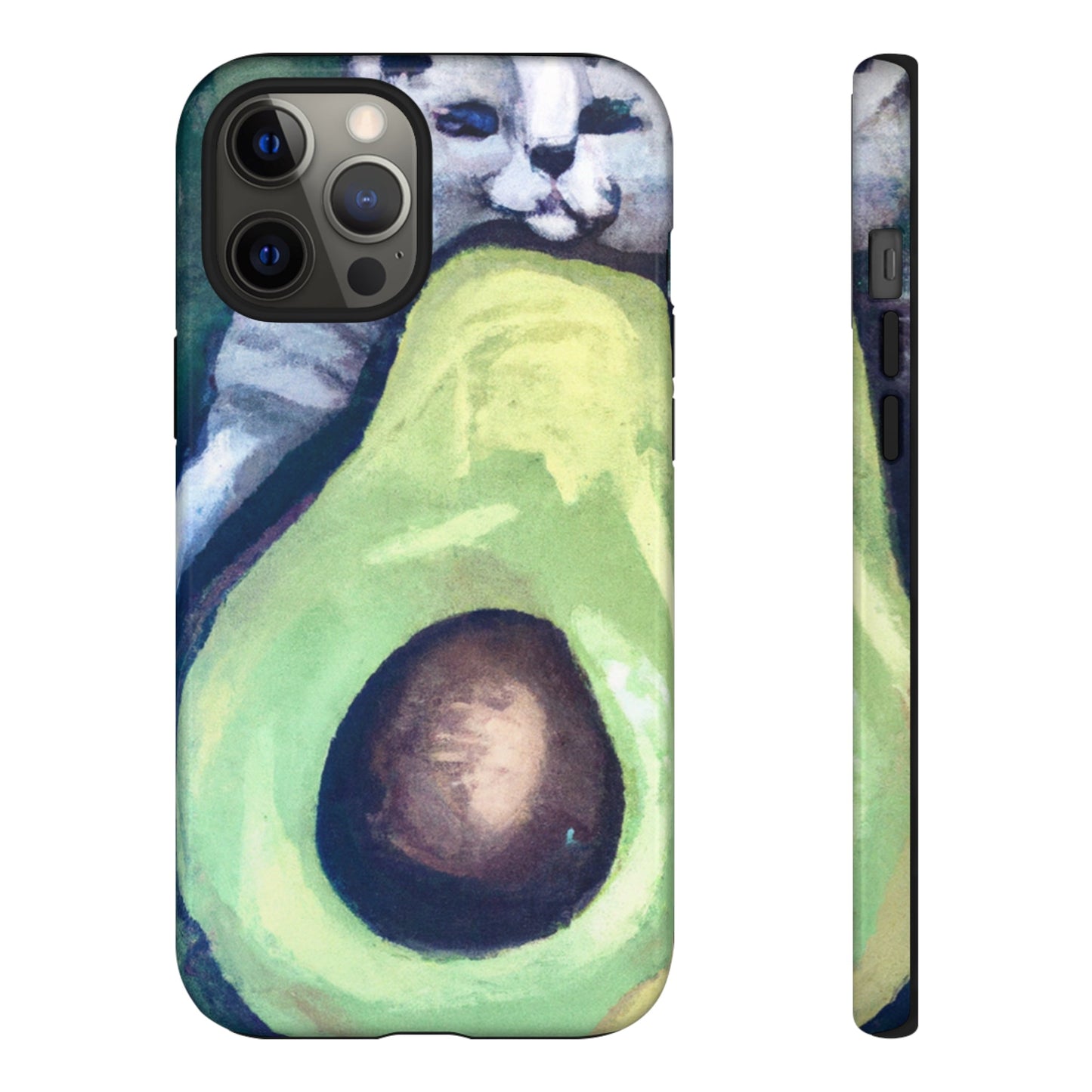 Phone Case-Cat Hugs Avocado | Tough-iPhone 12 Pro Max-Glossy-PhoneCaseBoss-Phone-Best-Phone-Cases