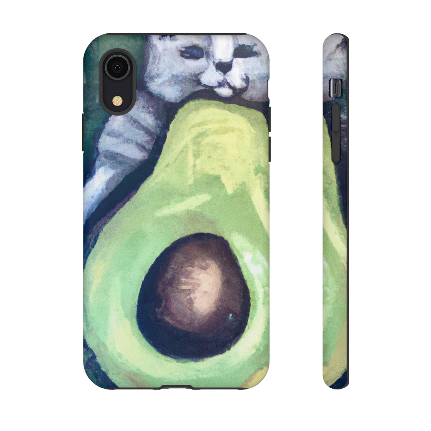 Phone Case-Cat Hugs Avocado | Tough-iPhone XR-Matte-PhoneCaseBoss-Phone-Best-Phone-Cases