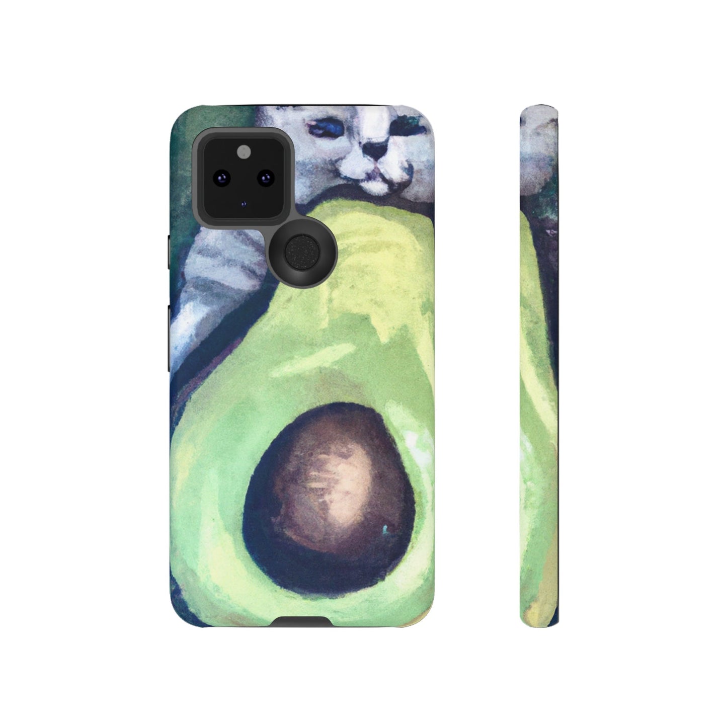 Phone Case-Cat Hugs Avocado | Tough-Google Pixel 5 5G-Matte-PhoneCaseBoss-Phone-Best-Phone-Cases