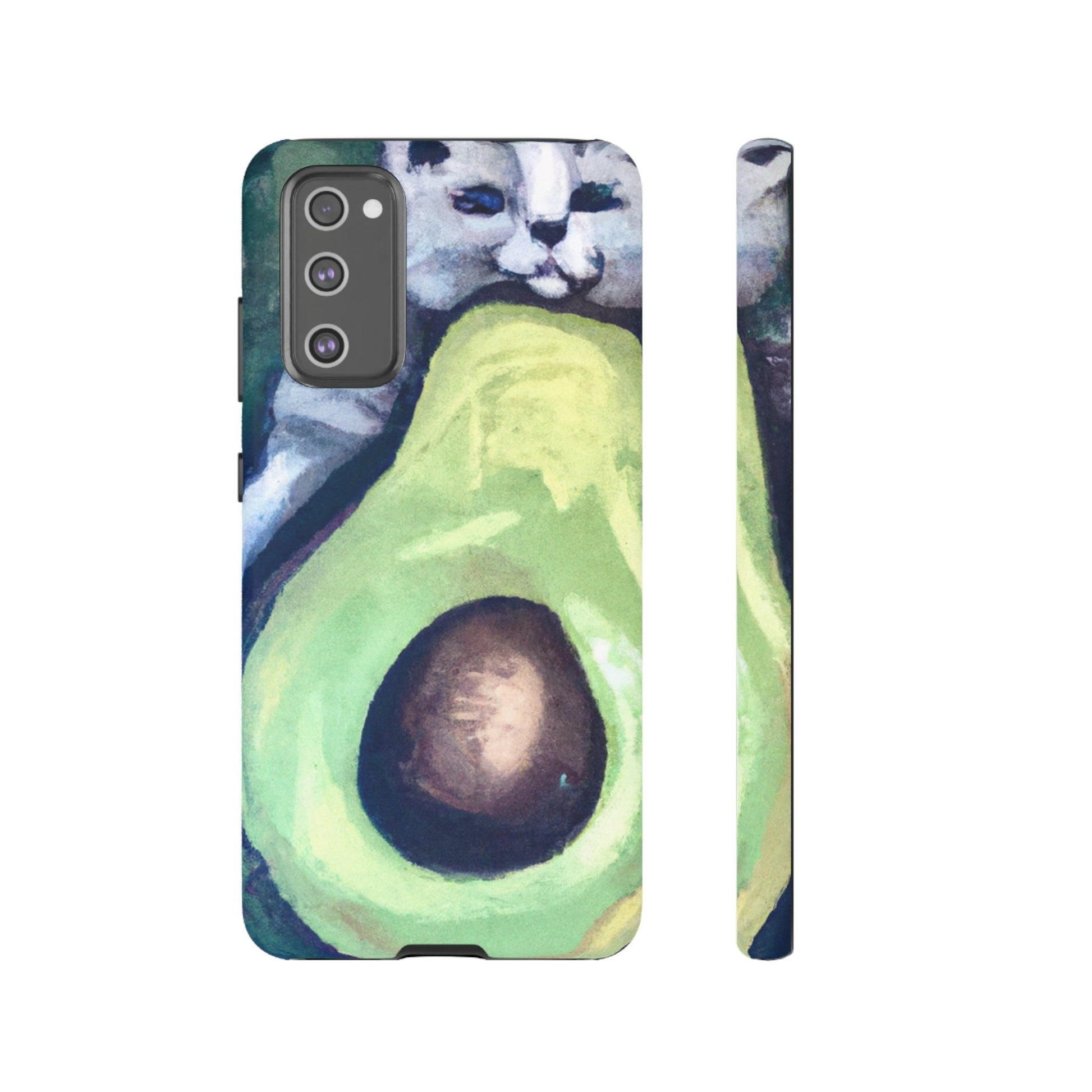 Phone Case-Cat Hugs Avocado | Tough-Samsung Galaxy S20 FE-Matte-PhoneCaseBoss-Phone-Best-Phone-Cases