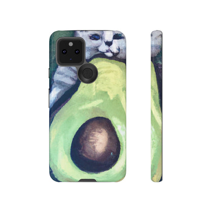 Phone Case-Cat Hugs Avocado | Tough-Google Pixel 5 5G-Glossy-PhoneCaseBoss-Phone-Best-Phone-Cases