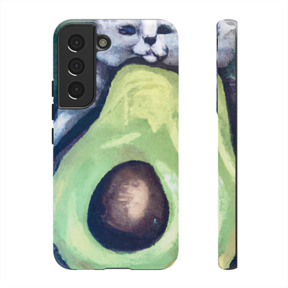 Phone Case-Cat Hugs Avocado | Tough-Samsung Galaxy S22-Matte-PhoneCaseBoss-Phone-Best-Phone-Cases